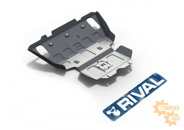 Защита алюминиевая Rival для радиатора и картера Toyota Hilux 2007-2014 2.5d, 3.0d Алюминий 6 мм