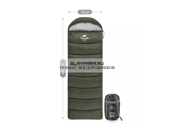 Мешок спальный Naturehike U250S, (190х30)х75 см, (левый) (ТК: 0C), темно-зеленый