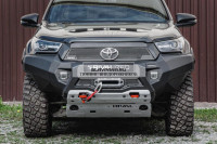 Бампер силовой алюминиевый Rival передний для Toyota HiLux Revo 2021- (без ПТФ) 