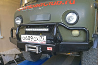 Бампер силовой передний РИФ для УАЗ Буханка усиленный, c площ. под лебёдку, с низкой защитной дугой, лифт 65 мм