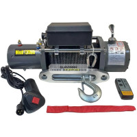 Лебедка электрическая 12V Electric Winch 12000lbs / 5443 кг IP66 синтетический трос 8х18 (влагозащита, радиоуправление)