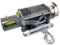 Лебедка электрическая 12V Electric Winch SC 12000lbs / 5443 кг IP66 стальной трос 12мм (влагозащита, радиоуправление, высокая скорость)